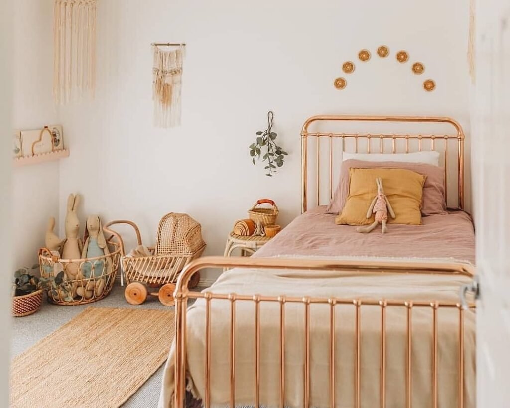 Cozy Earthy Bedroom with Copper Details
