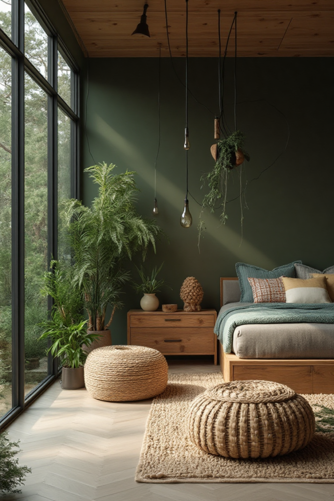 Nature Inspired Bedroom with Forest Views