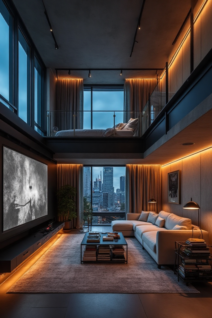Loft Apartment with Urban Skyline Views