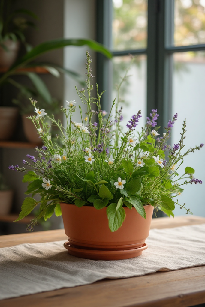 Simple Spring Centerpiece with Wildflowers