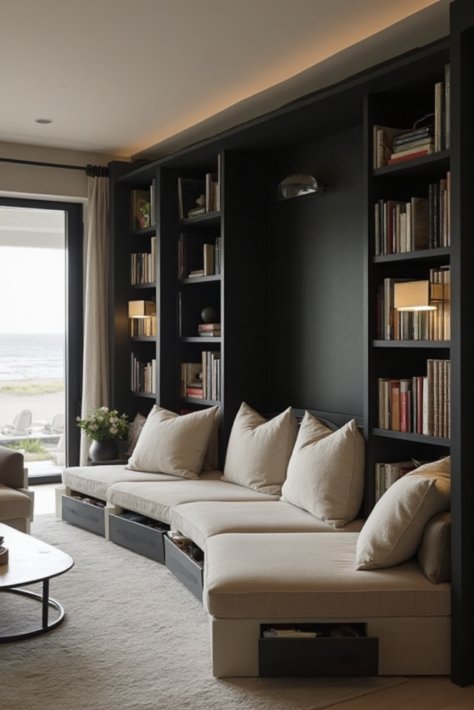 Small Library Room: Coastal Modern Reading Nook