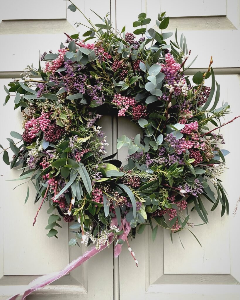 Eucalyptus Berry Spring Door Wreath