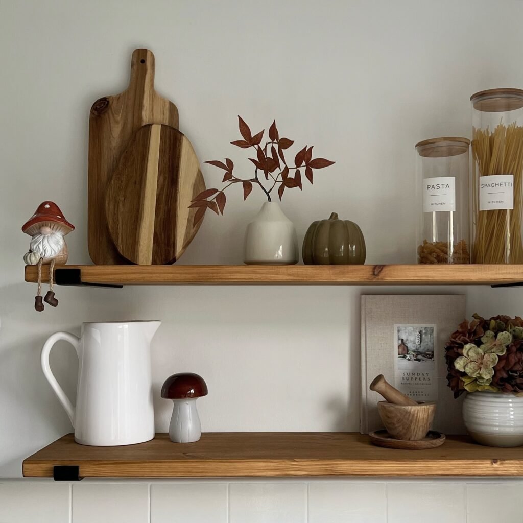 Autumn-Inspired Floating Kitchen Shelves