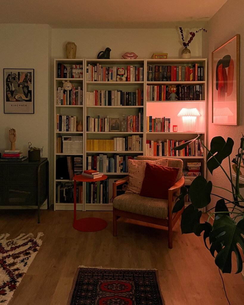 Cozy Library Room Ideas: Ambient Evening Corner