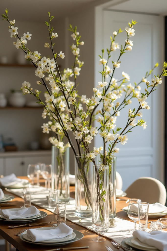 Spring Table Decorations with Cherry Blossoms
