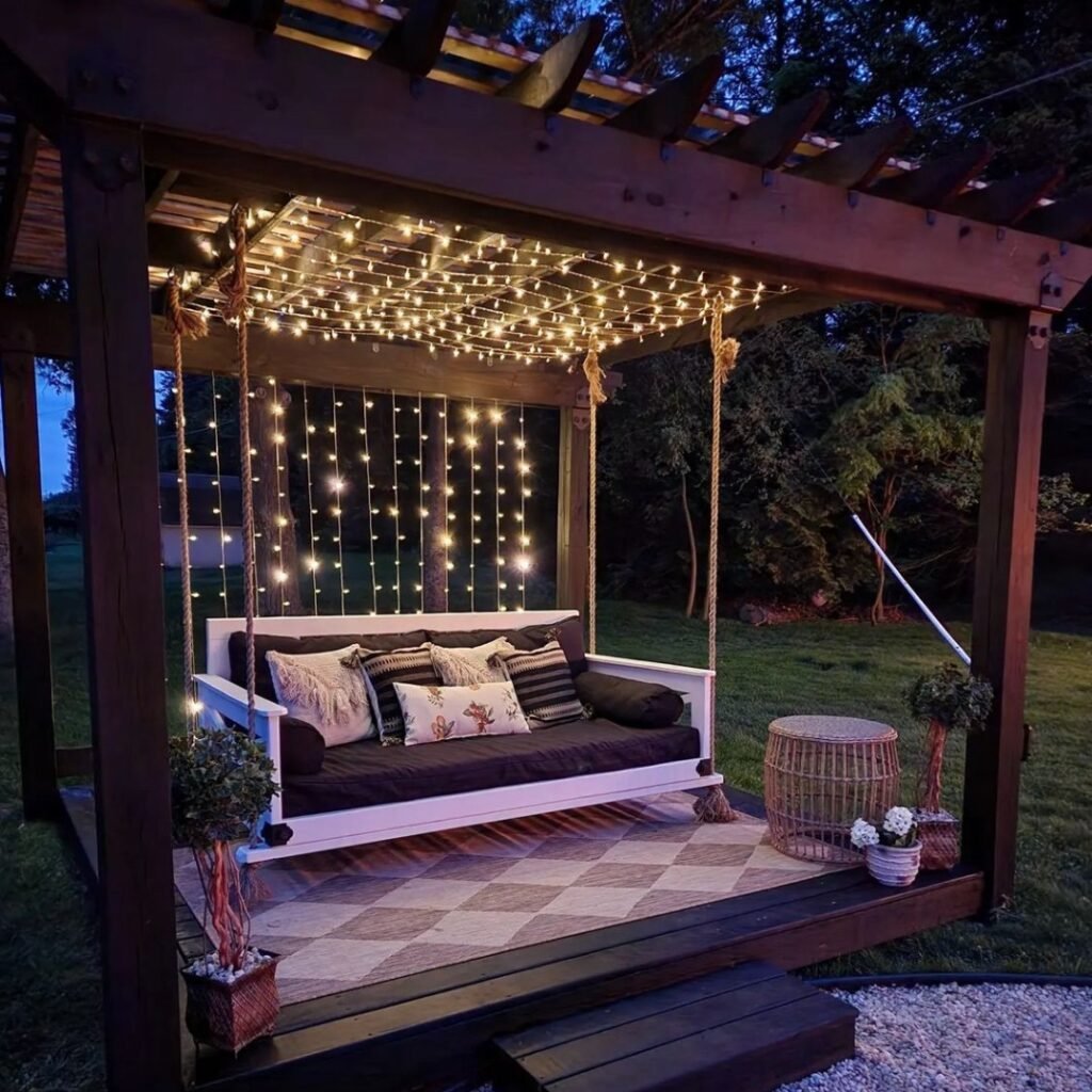 Evening Glow Pergola Swing