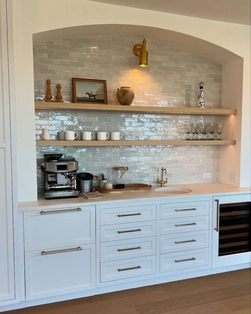 Arched Coffee Bar Floating Shelves