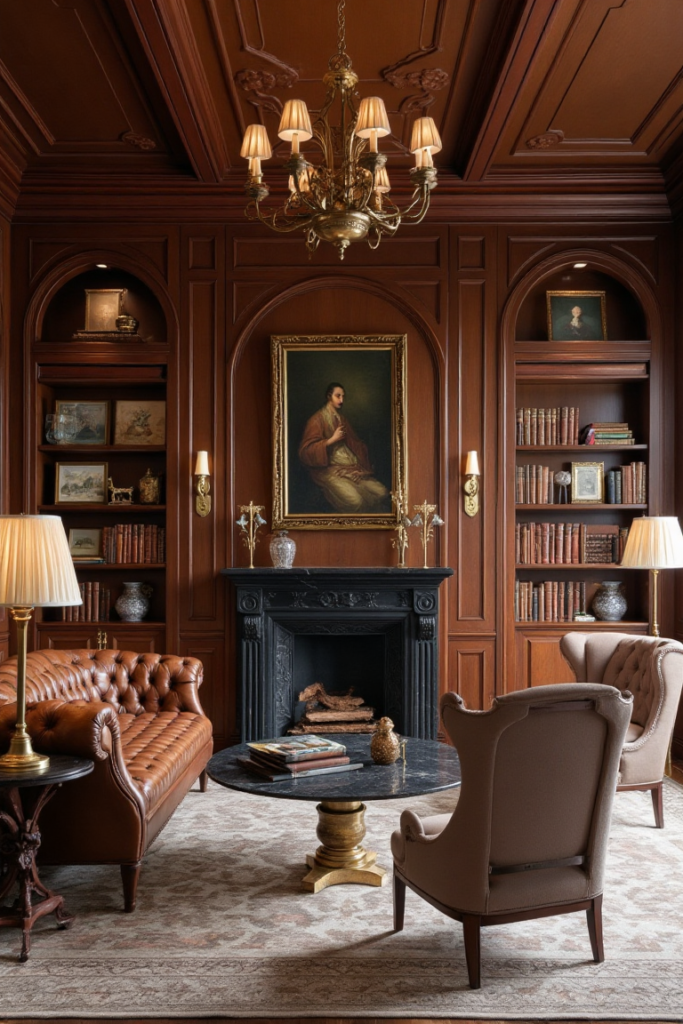 Old Money Style Home: Mahogany Library