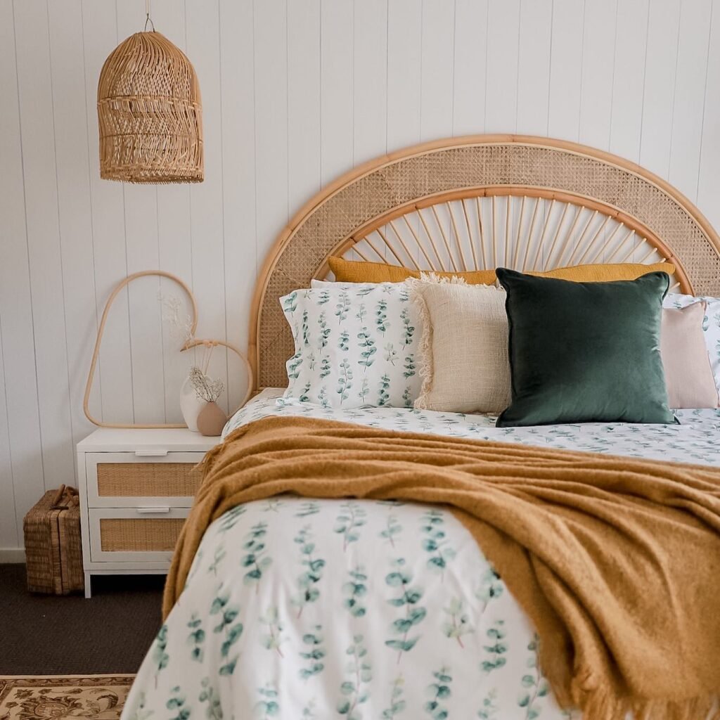 Nature Inspired Bedroom with Rattan Details