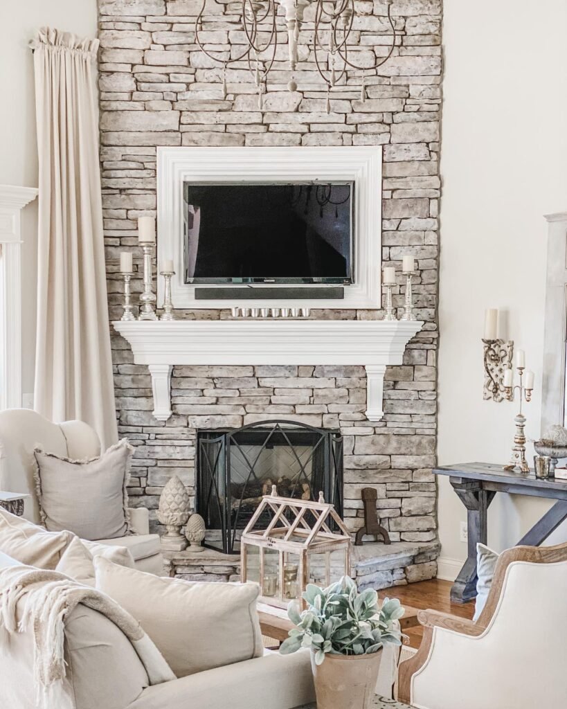 Rustic Stone Fireplace Focal Point