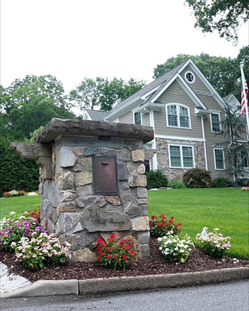 Stone Masonry Mailbox with House Number