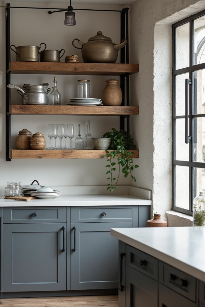 Industrial-Style Kitchen Floating Shelves