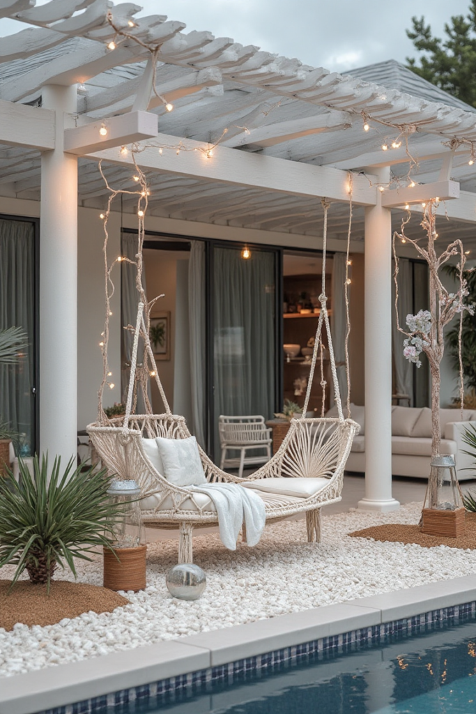 Coastal Poolside Macramé Swings